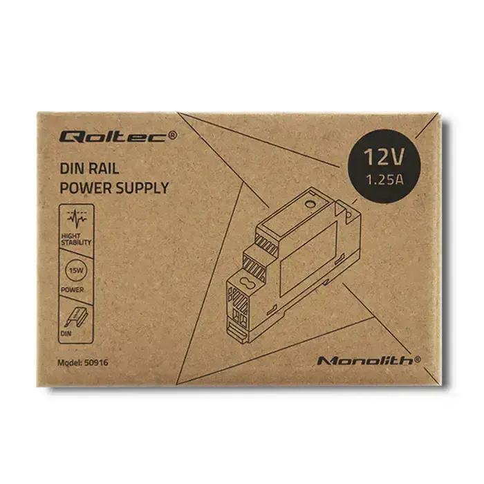 Qoltec DIN rail power supply | 15W | 12V | 1.25A | Gray Фото 7
