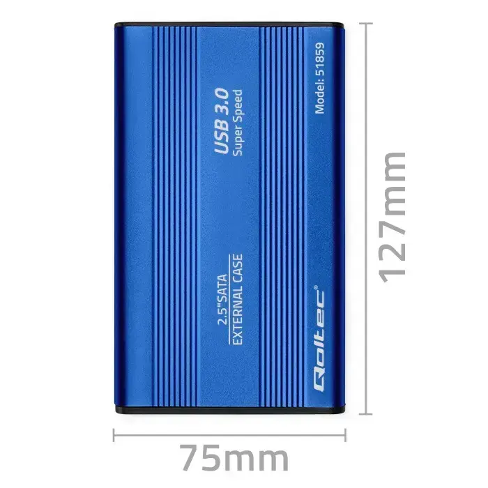 Qoltec Aluminium External Hard Drive Case HDD SSD 2.5'' SATA3 | USB 3.0 | Blue Foto 7