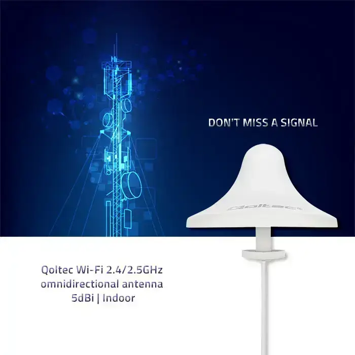 Qoltec Wi-Fi 2.4/2.5GHz omnidirectional antenna | 5dBi | Indoor Фото 8