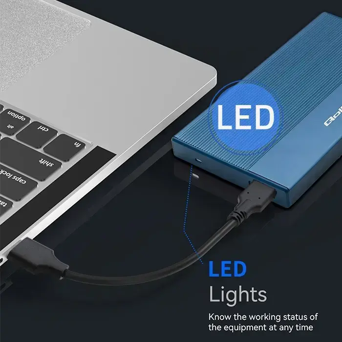 Qoltec Aluminium Enclosure | SSD HDD 2.5'' drive | SATA | USB 3.0 | Super speed 5Gb/s | 2TB | Blue Photo 4