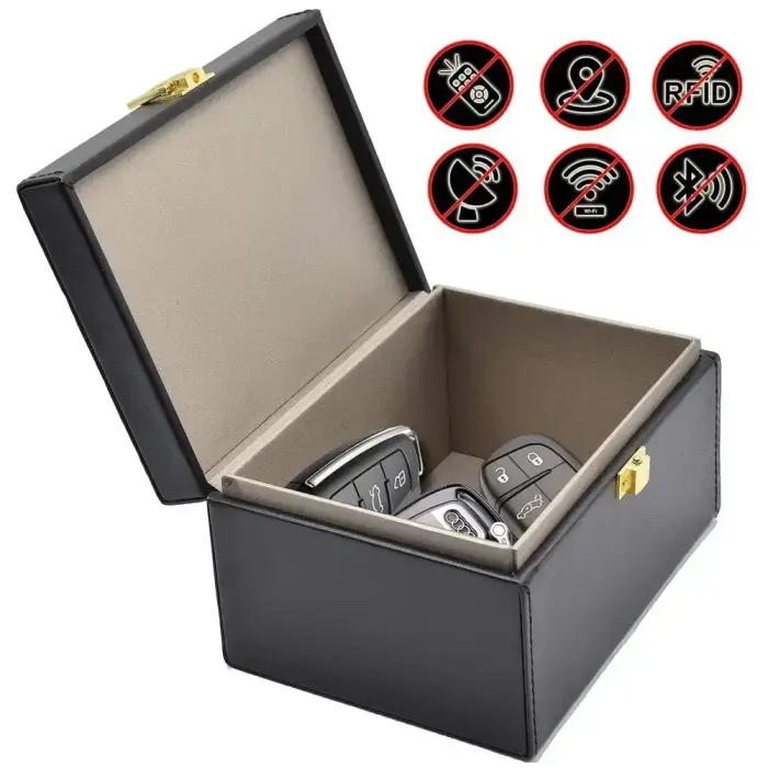 Signal blocking chest Radio blocking Faraday Box for car keys smartphone black Foto 2