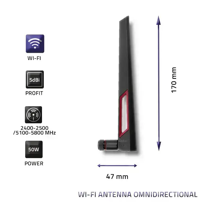 Qoltec Wi-Fi 2.4 / 5GHz antenna omnidirectional | 5dBi Фото 5