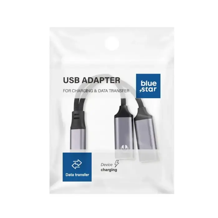 Adaptor AUX 2in1 Type C (male) to Type C (female) / Type C (female) Blue Star black [DAC] - max 25W charging Photo 2