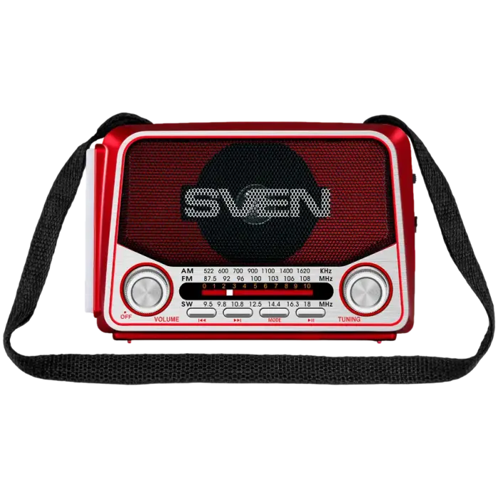 Speaker SVEN SRP-150, red (3W, Bluetooth, FM/AM/SW, USB, microSD, flashlight, battery) Foto 2