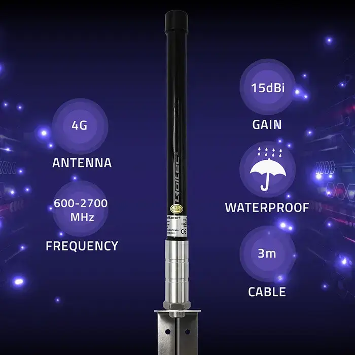 Qoltec 4G LTE antenna | 15dBi | omnidirectional | external | SMA | fibreglass  Foto 2