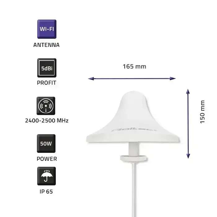 Qoltec Wi-Fi 2.4/2.5GHz omnidirectional antenna | 5dBi | Indoor Фото 4