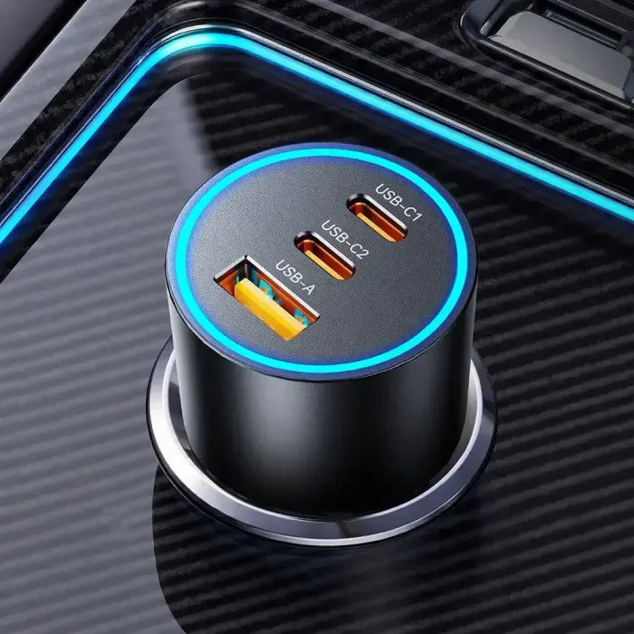 Orico HyperDrive 165W USB-A + 2x USB-C Car Charger - Black Foto 8