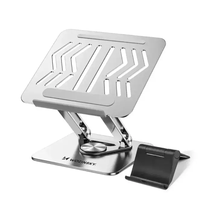 Wozinsky WRS-CPY84SS Aluminum Laptop and Tablet Stand + Free Smartphone Stand - Silver Photo 2