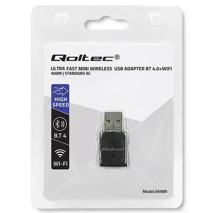 Qoltec Wireless Ultra High Speed Mini Adapter WiFi | Standard AC | BT 4.0 | USB 2.0 | 600Mbps Photo 11