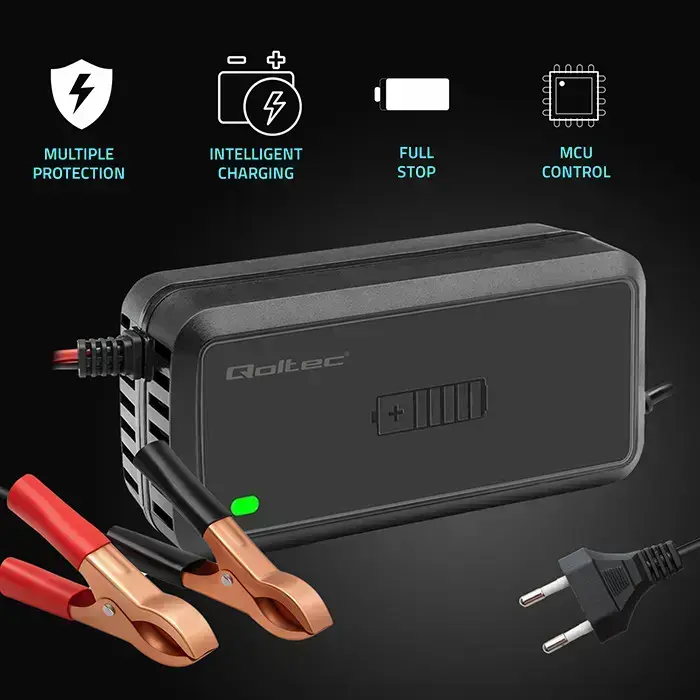 Qoltec Intelligent microprocessor charger 12V 5A | Rectifier for AGM GEL SLA battery | 6 - stage charging Фото 3