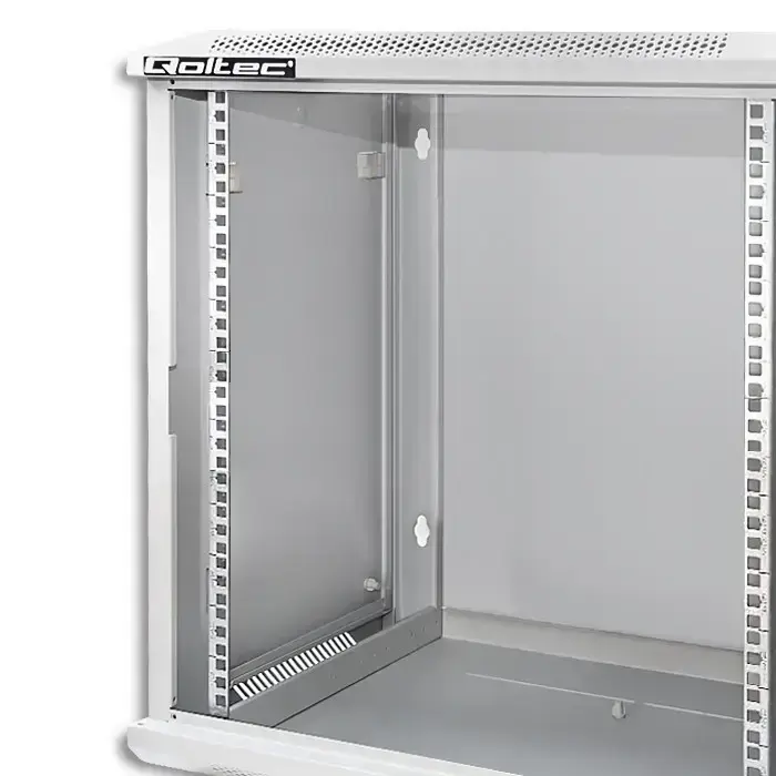 Qoltec RACK Cabinet 19" | 12U | 600 x 635 x 450 | Tempered doors | Hanging | Steel case | Lock | Grey Foto 7