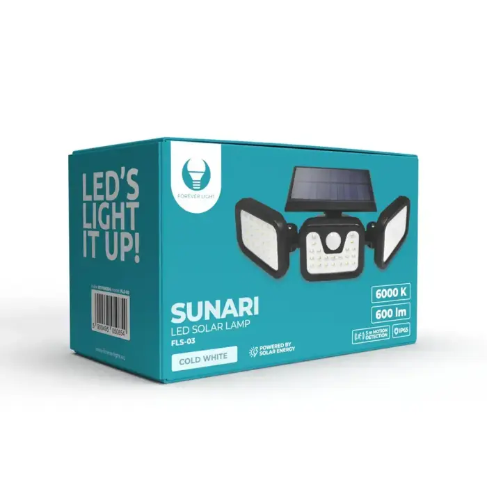 Forever Light Solar LED Lamp SUNARI FLS-03 74*SMD PIR 8W 600lm 6000K 2400mAh Li-Ion Фото 6