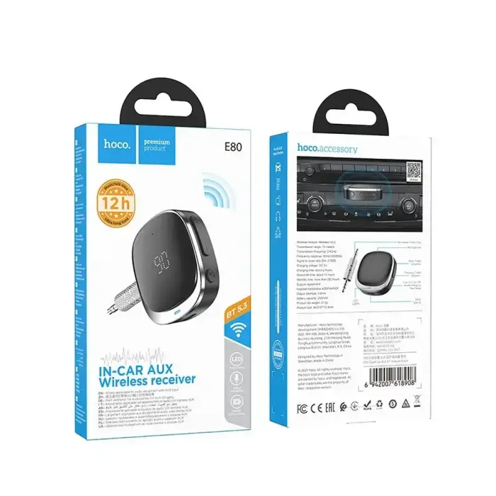 Adapter AUX bluetooth Jack 3,5 mm Hoco with display E80 black Photo 8