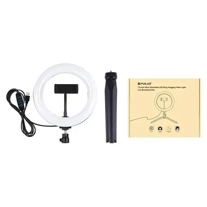 Tripod Mount Puluz with 20cm LED Ring Vlogging PKT3073B Foto 3