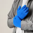 Braided telephone gloves with cutouts for fingers - blue Фото 8