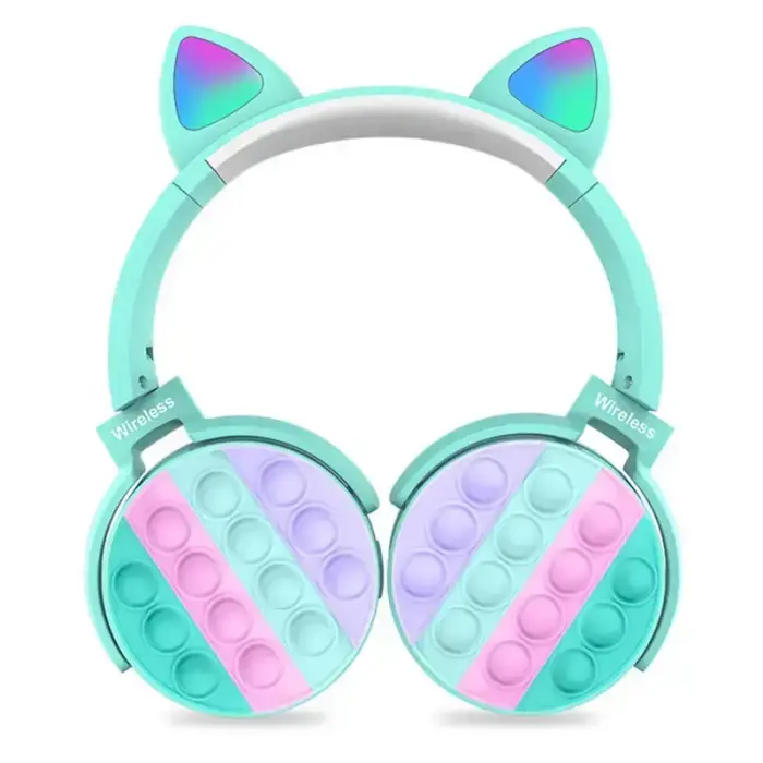 Goodbuy bezvadu austiņas bērniem | bluetooth 5.0 | LED kaķa ausis | POP IT | zilas (bojāts iepakojums) Foto 2