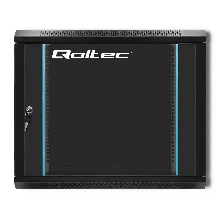 Qoltec RACK Cabinet 19" | 9U | 600 x 500 x 450 | Tempered doors | Hanging | Steel case | Lock | Black Foto 11