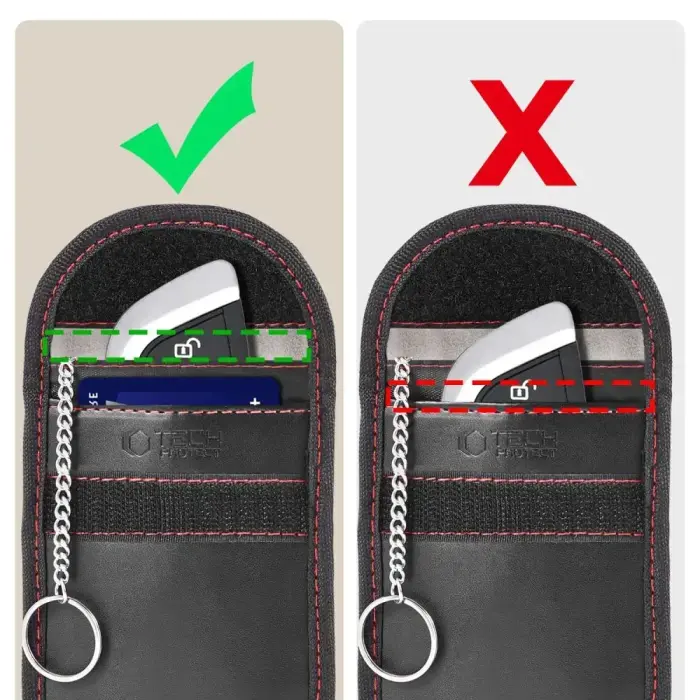 KLATKA FARADAYA TECH-PROTECT KLR100 POUCH KEYLESS RFID SIGNAL BLOCKER CASE BLACK/RED Foto 7