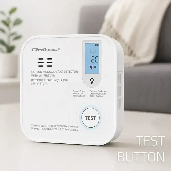 Qoltec Certified wireless Carbon monoxide (CO) sensor with battery | CO detector | TUYA | Wi-Fi | sensor service life 10-years | 85dB alarm | LED Foto 4