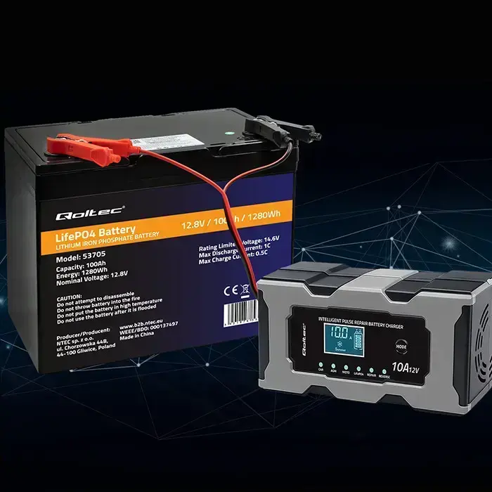 Qoltec Intelligent microprocessor charger 12V 10A | Rectifier with repair function for AGM GEL LiFePO4 battery | LCD Photo 5
