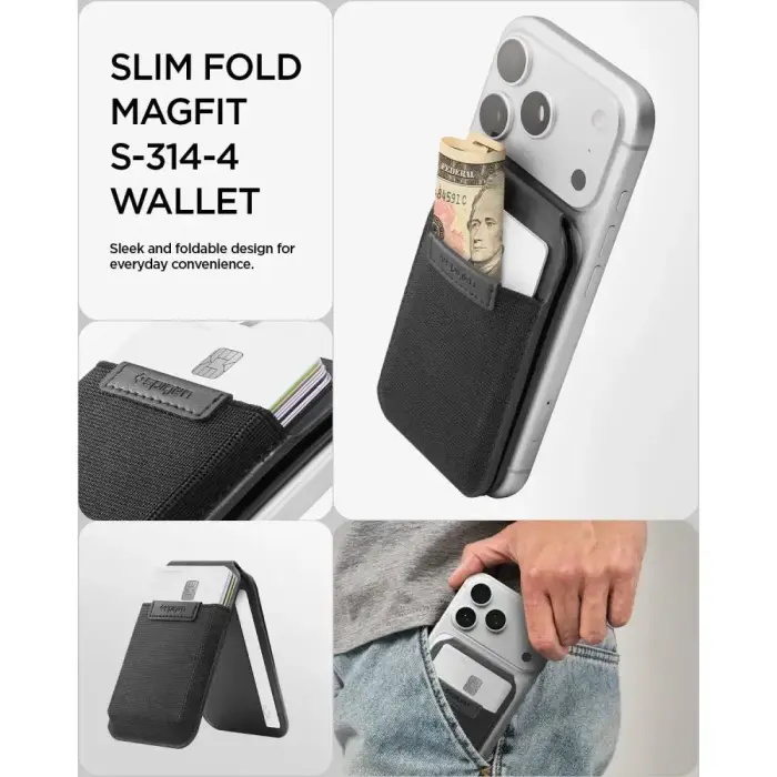 SPIGEN S314-4 SLIM FOLD TRIPOD WALLET MAGSAFE BLACK Фото 9