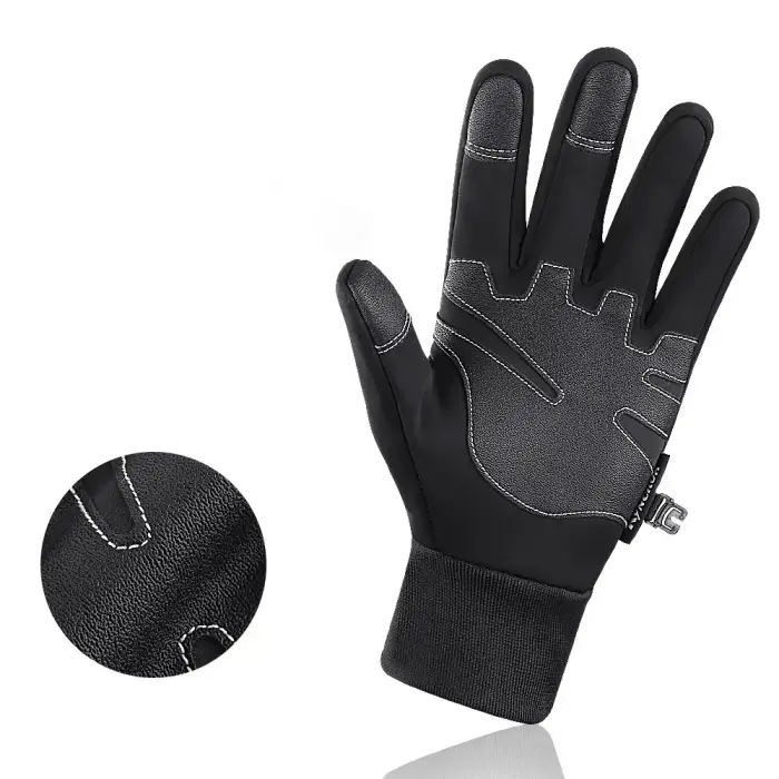 Insulated, non-slip sports phone gloves (size L) - black Photo 4
