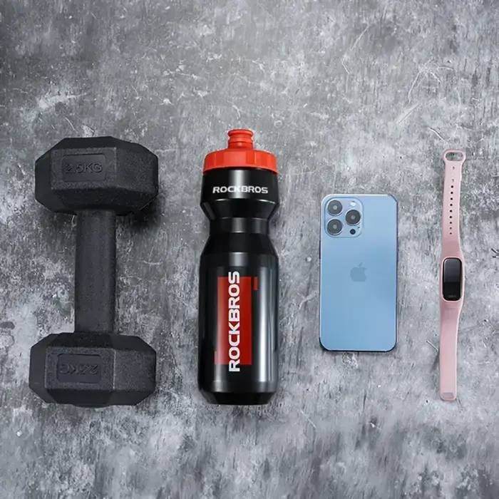 Rockbros 750 ml Bike Bottle - Transparent Black with Red Mouthpiece Photo 5