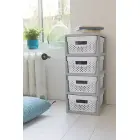 Kumode uz riteņiem ar 4 caurumotām kastēm 11L Infinity 30x36x69cm pelēka/balta Foto 2