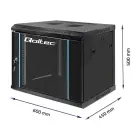 Qoltec RACK Cabinet 19" | 9U | 600 x 500 x 450 | Tempered doors | Hanging | Steel case | Lock | Black Foto 5