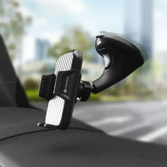 Car phone holder Forcell F-Grip Carbon HT1 windshield / dashboard black Photo 8