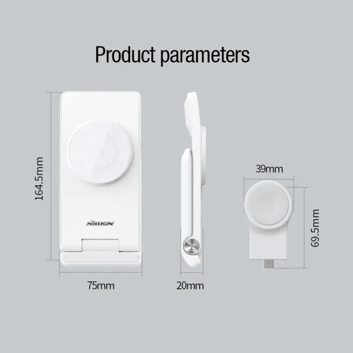 Nillkin PowerTrio 3in1 Wireless Charger MagSafe for Apple Watch White (MFI) Фото 7