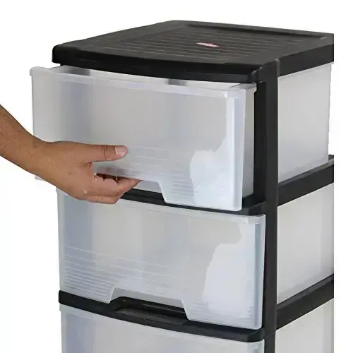 Atvilktņu sistēma ar 4 atvilktnēm 20L Drawer System 37x39x80,5cm melna/caurspīdīga Foto 2