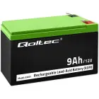 Qoltec AGM battery | 12V | 9Ah | Maintenance-free | Efficient| LongLife | for UPS, security Фото 1