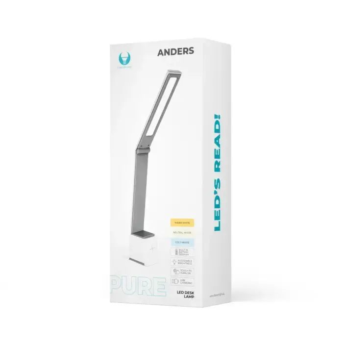 Desk LED Lamp 5W foldable PURE FLB-110 ANDERS white-grey Forever Light Photo 4