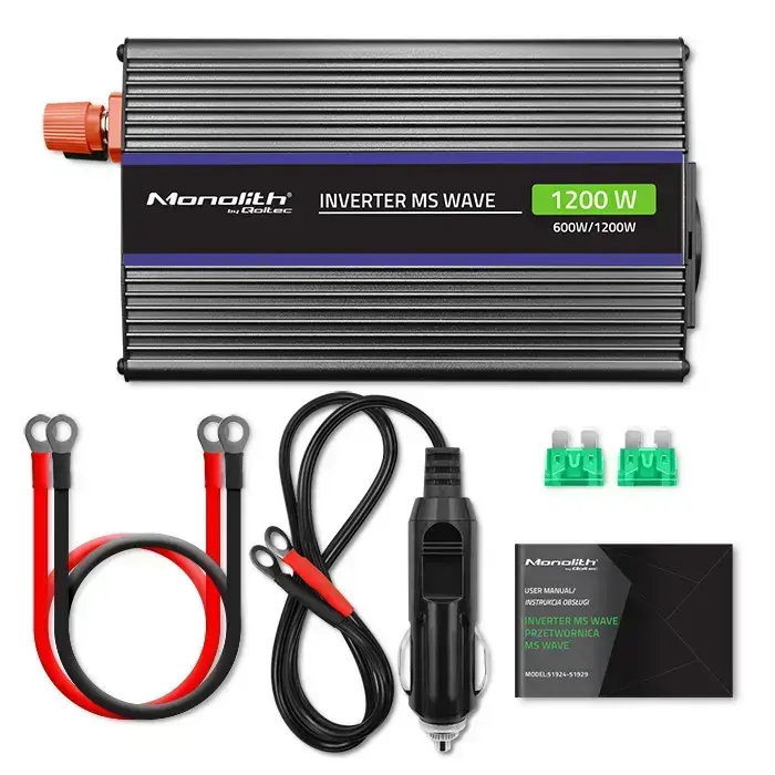 Qoltec Monolith voltage converter 1200 MS Wave |12V to 230V | 600/1200W | USB Photo 7