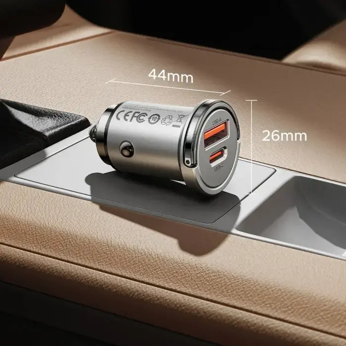 Orico MiniRing Pro 45W USB-A + USB-C Car Charger - Silver Foto 11