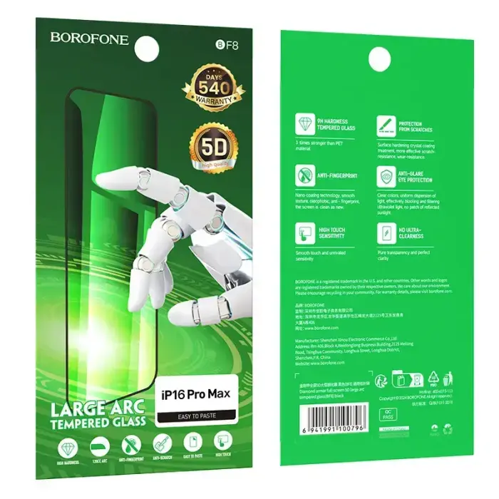 Borofone Tempered glass BF8 Diamond Armor Full Screen 5D Large Arc for Iphone 16 Pro Max - 10 pieces Foto 9