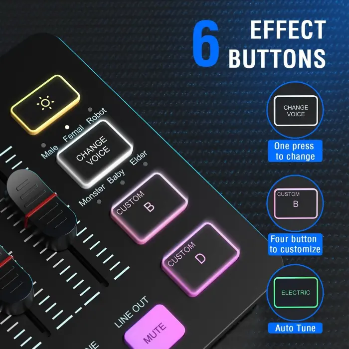 Fifine SC3 audio mikseris RGB | Straumēšana | XLR | 48V | Vokāls melns Foto 3