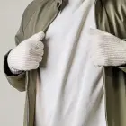 Braided telephone gloves with cutouts for fingers - beige Foto 7