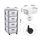 Chest of drawers on wheels with 4 perforated boxes 11L Infinity 30x36x69cm dark grey Photo 2