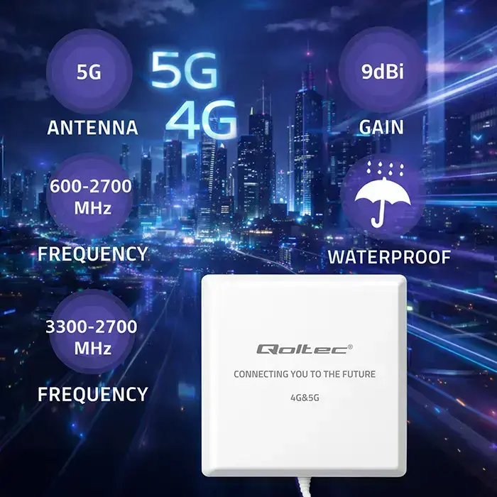 Qoltec 4G 5G LTE antenna | 9dBi | directional | external | SMA | waterproof | 3m Foto 2