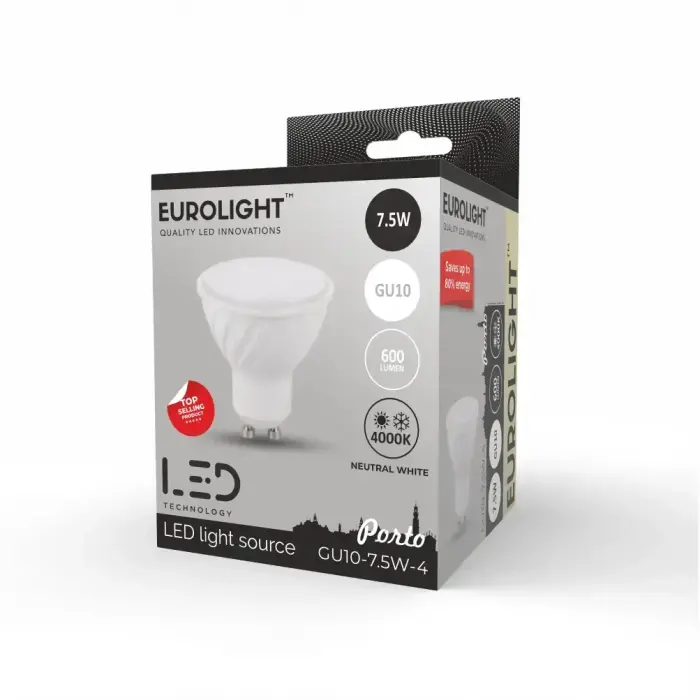 Porto LED lemputė 7.5W 4000K RA80 GU10 Eurolight Фото 2