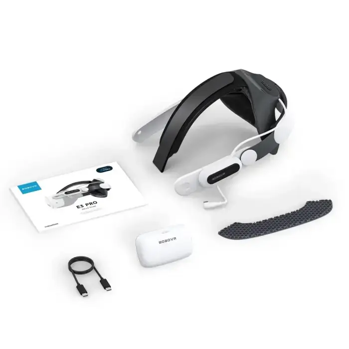 BoboVR E3 Pro Head Strap with Battery for Meta Quest 3 and 3S - White and Black Фото 6