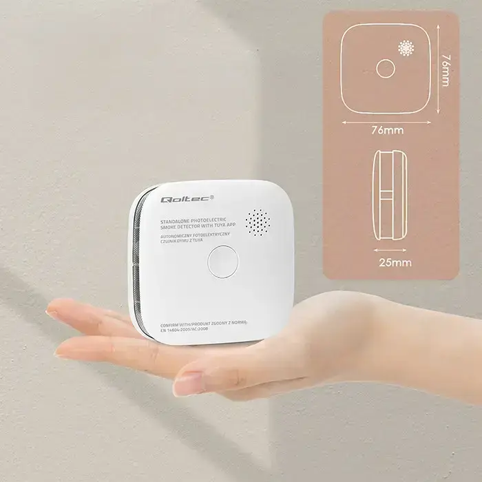 Qoltec Certified wireless smoke detector with battery | Tuya | Wi-fi |  sensor service life 10 years | alarm 85dB | LED Фото 7