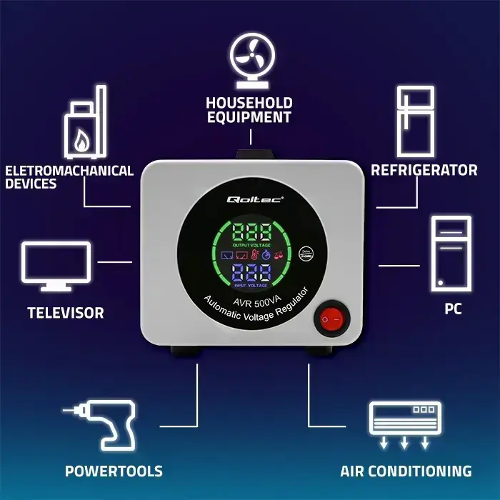 Qoltec Automatic Voltage Stabilizer AVR 500VA Foto 2