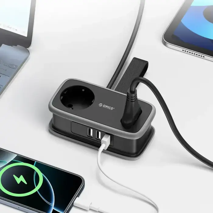 Orico AP3 65W GaN 6in1 Power Strip 2x AC + 2x USB-A + 2x USB-C - Black Foto 7