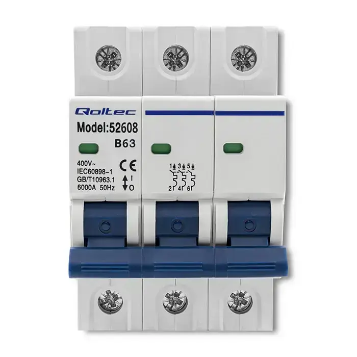 Qoltec Overcurrent Circuit Breaker B63| Fuse | AC | 63A | 3P Photo 11