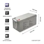 Qoltec AGM battery | 12V | 200Ah | 54.1kg | Maintenance-free | Strong | LongLife | for UPS, RV, boat, heater Foto 3