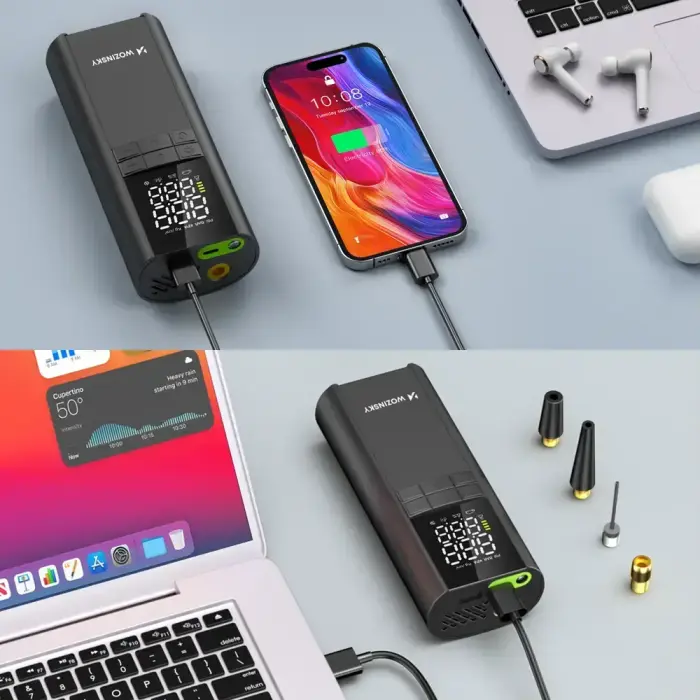 Wozinsky WPEP-8000 compressor, electric pump, 8000mAh power bank, flashlight - black Фото 11