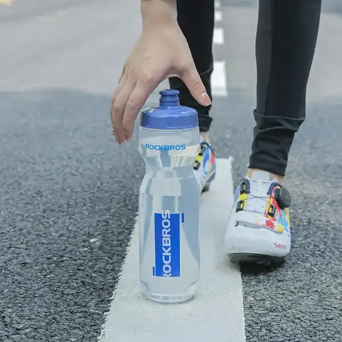 Rockbros 750 ml Bicycle Bottle - Transparent with Blue Mouthpiece Foto 2